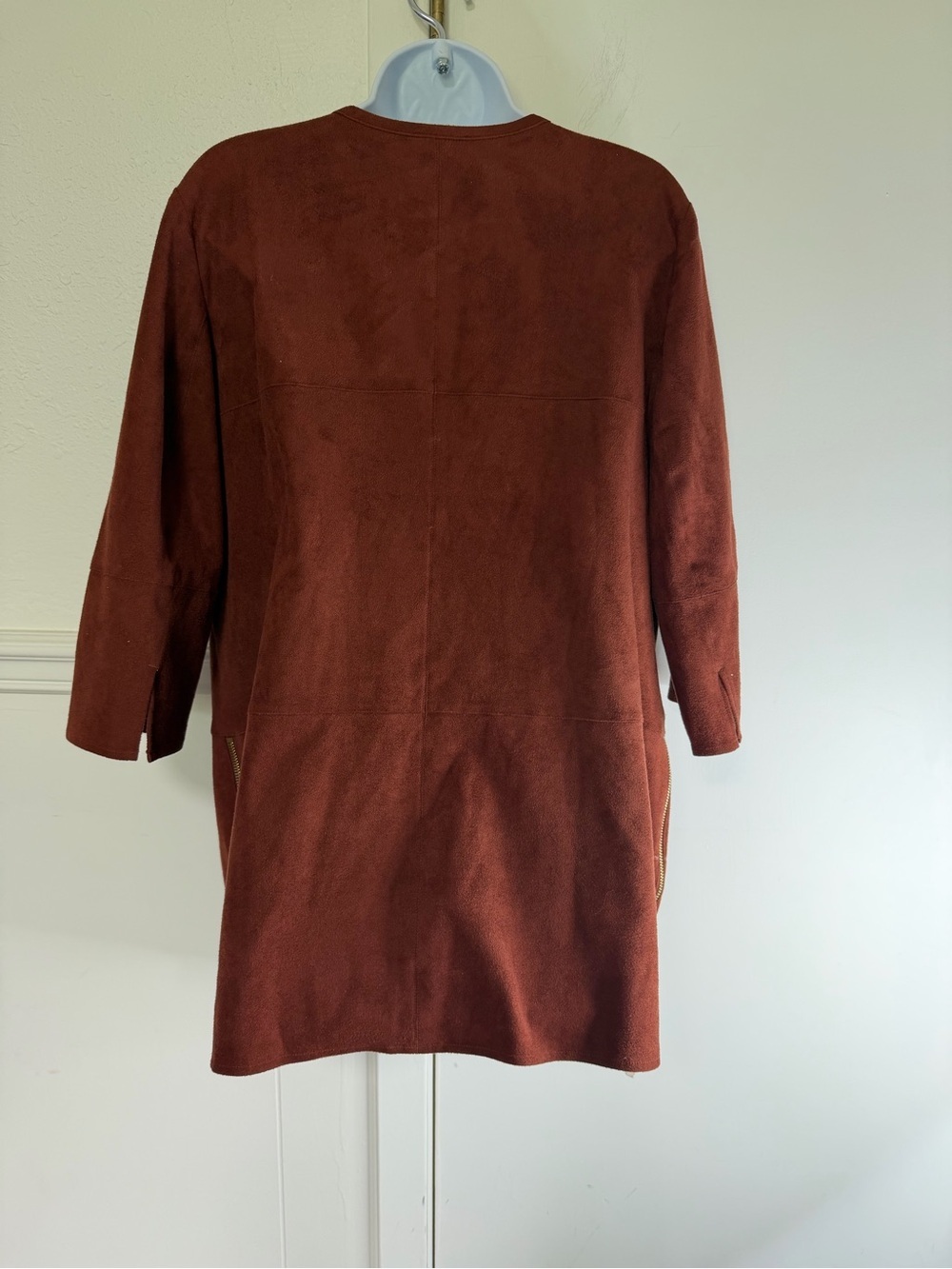 Chico's Rust-Brown Suede Open-Front Coat size 1 M - Picture 4 of 9